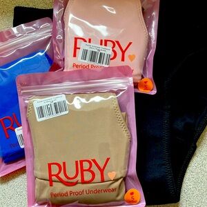3 (plus bonus) Ruby small hi-waist bikini period underwear